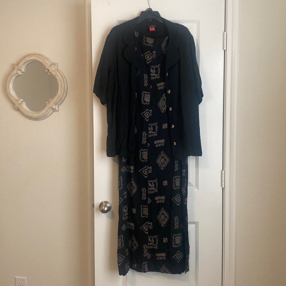 Womens black print dress